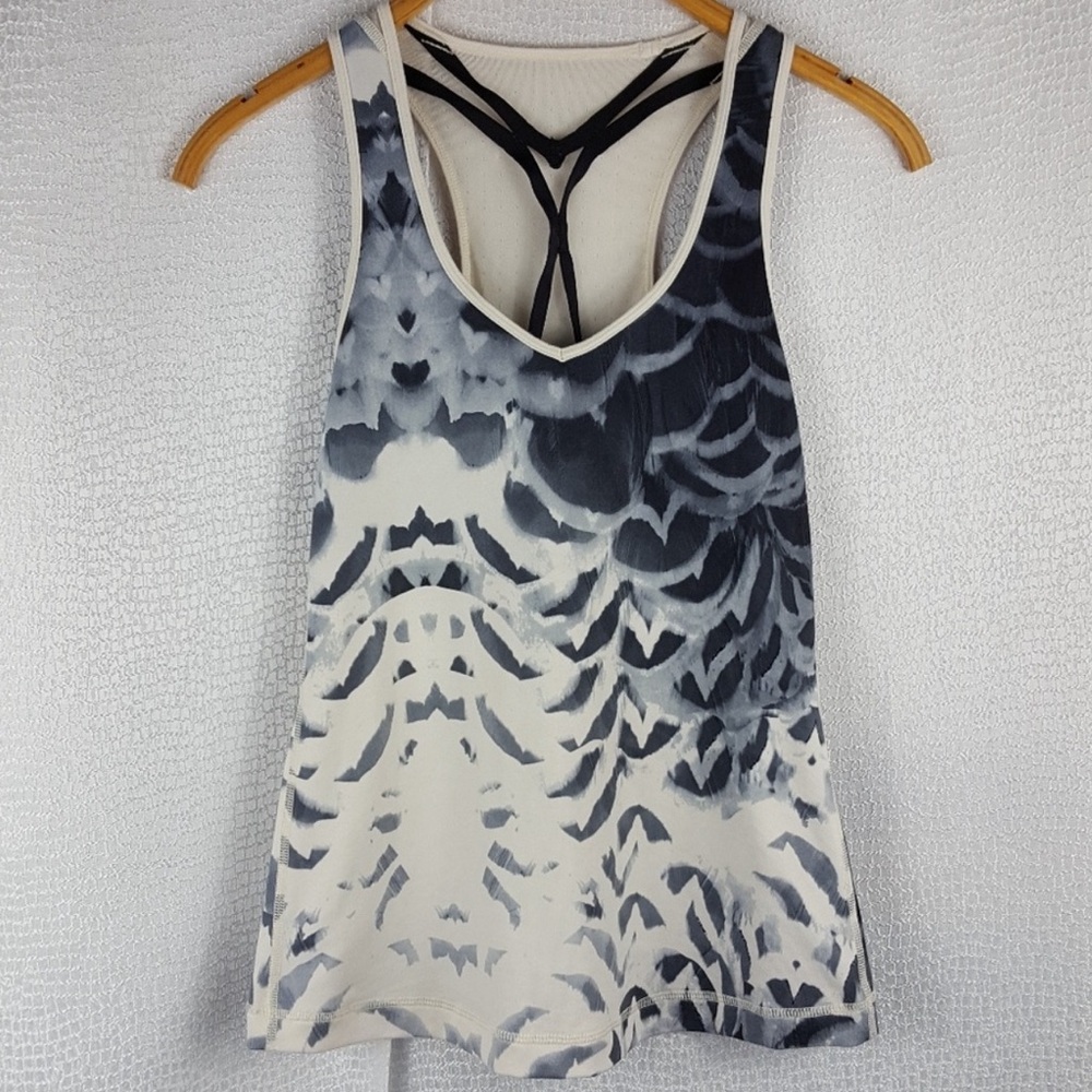 lululemon athletica White and Black Patterned Racerback Tank